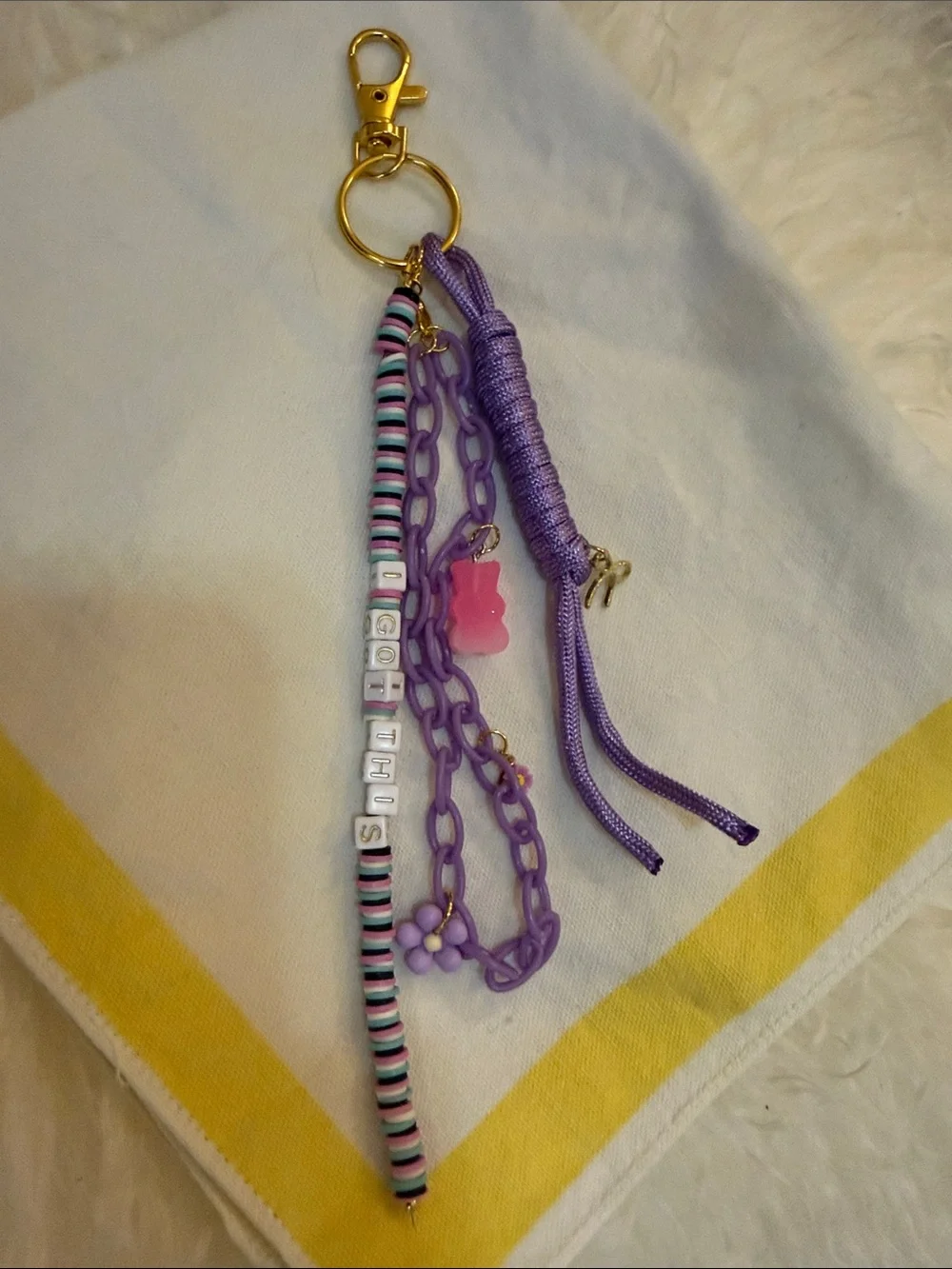 Purple Beaded Charm Keychain - Fun Women’s Accessory bag charm